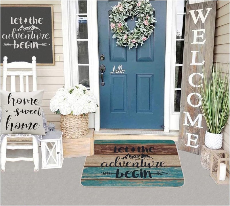 NYDECOR Welcome Mats for Front Door Farmhouse Camper Door Mat Trailer RV Floor Mats Let The Adventure Begin Camping Doormat Non Slip Rubber Entrance Rug for Indoor Outdoor 17x28 inch - Image 4